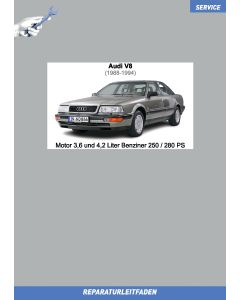 Audi V8 (1988-1994) Reparaturleitfaden Motor 3,6 und 4,2 Liter Benziner 250 / 280 PS
